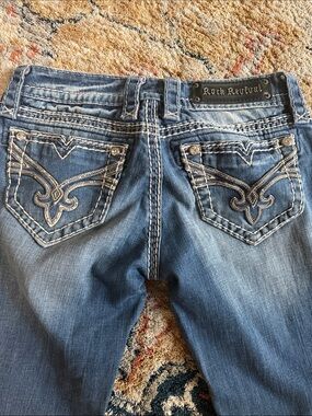 Rock Revival Blue Embroidered Straight Leg Jeans